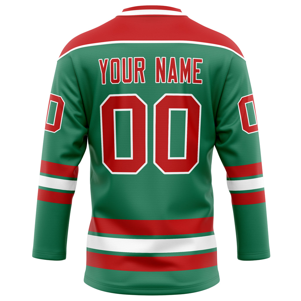 Personalized Green & Red Solid Colour Hockey Jersey