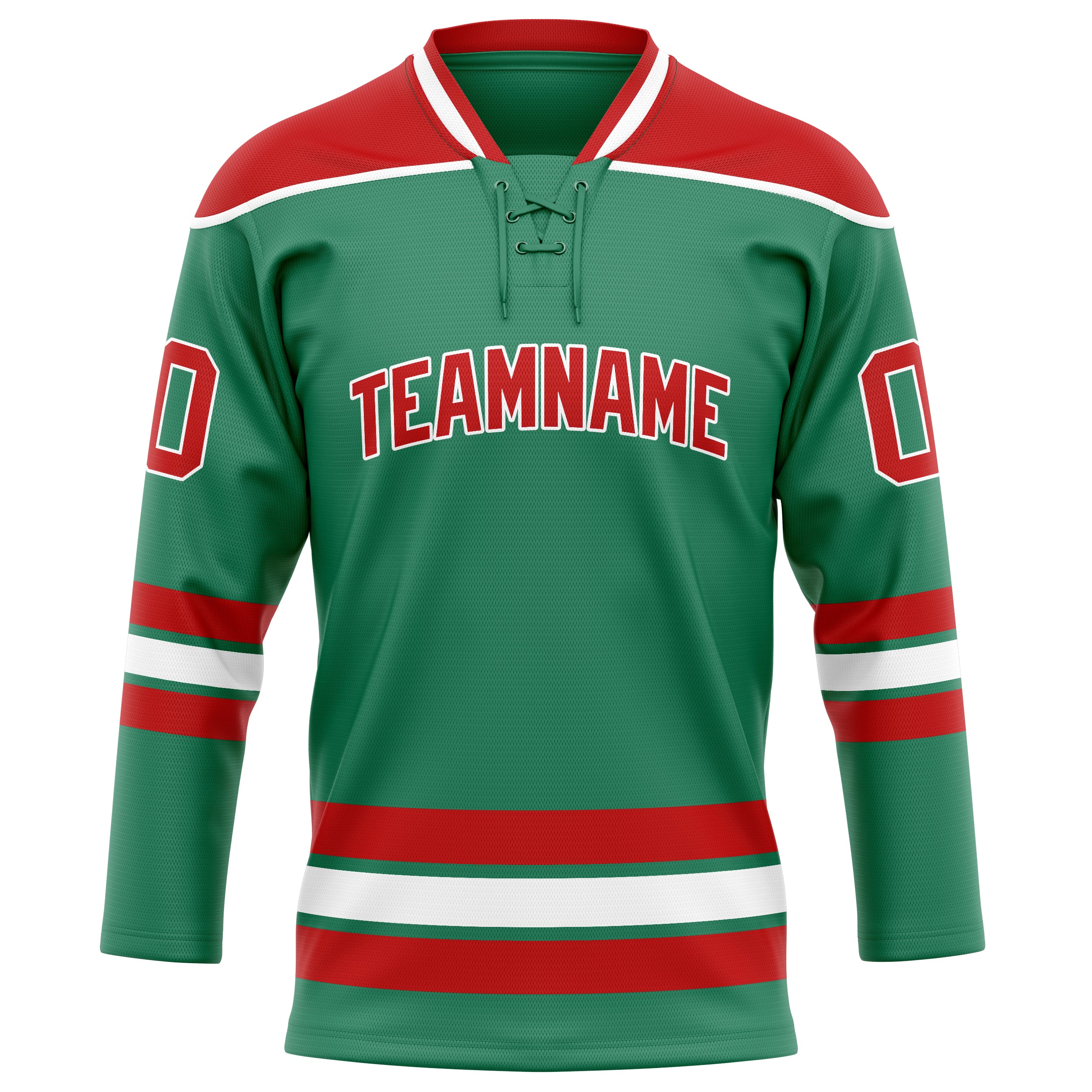 Personalized Green & Red Solid Colour Hockey Jersey