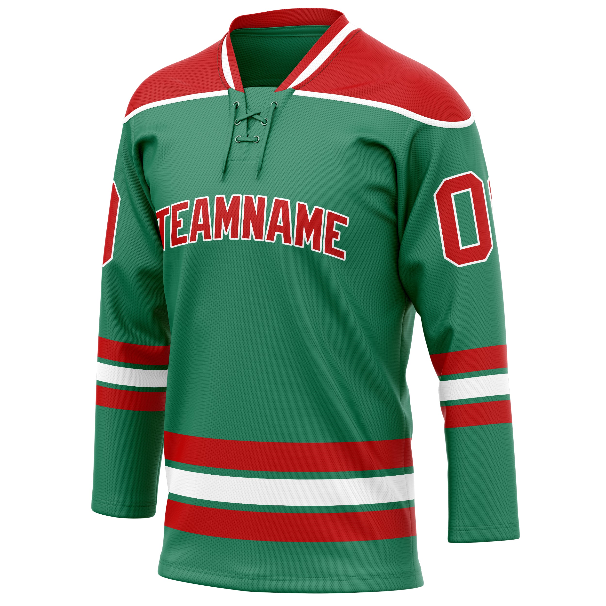 Personalized Green & Red Solid Colour Hockey Jersey