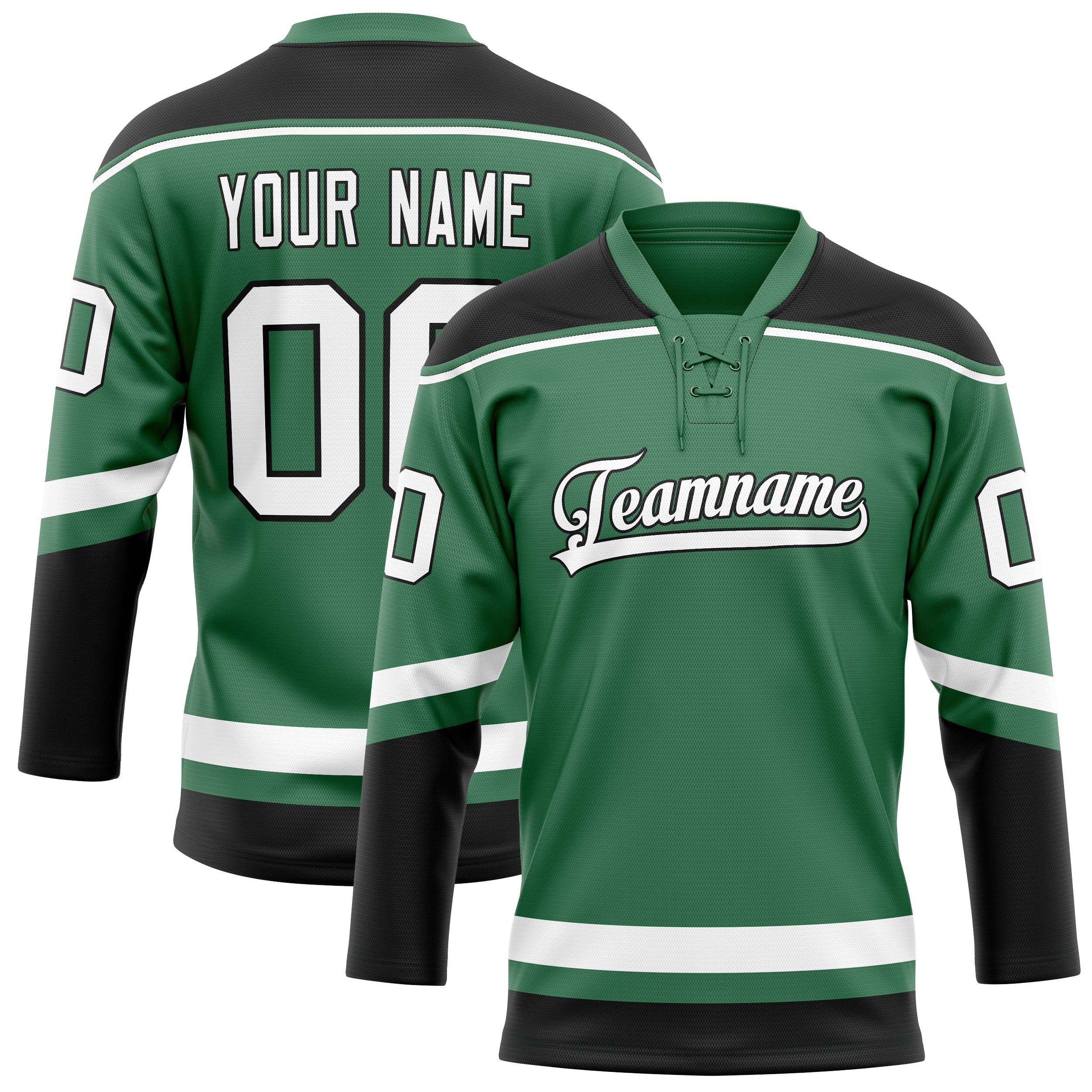 Personalized Green & Black Solid Colour Hockey Jersey