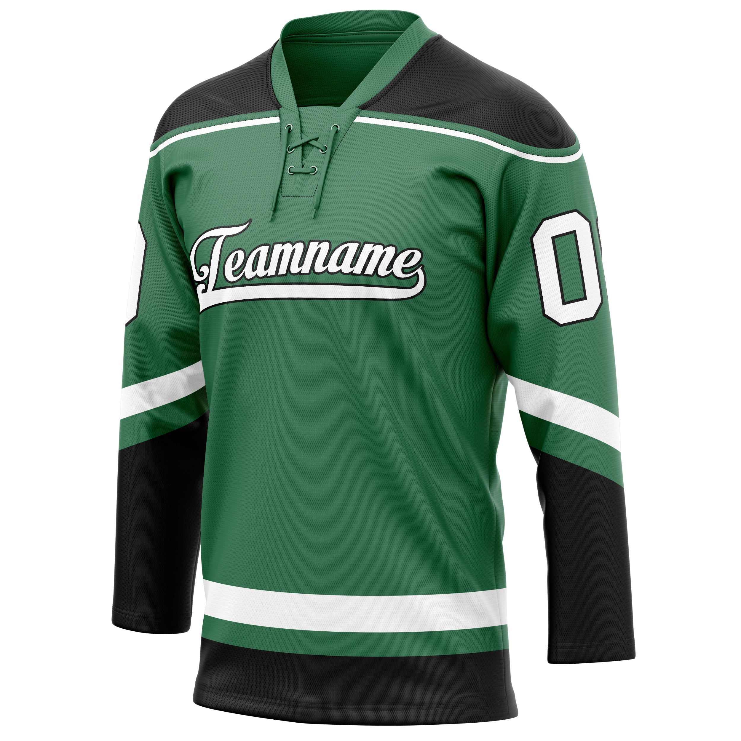 Personalized Green & Black Solid Colour Hockey Jersey