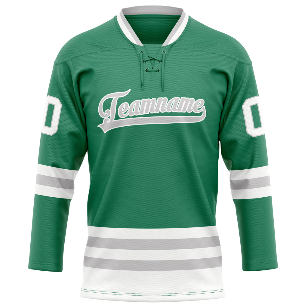 Personalized Green & Gray Solid Colour Hockey Jersey