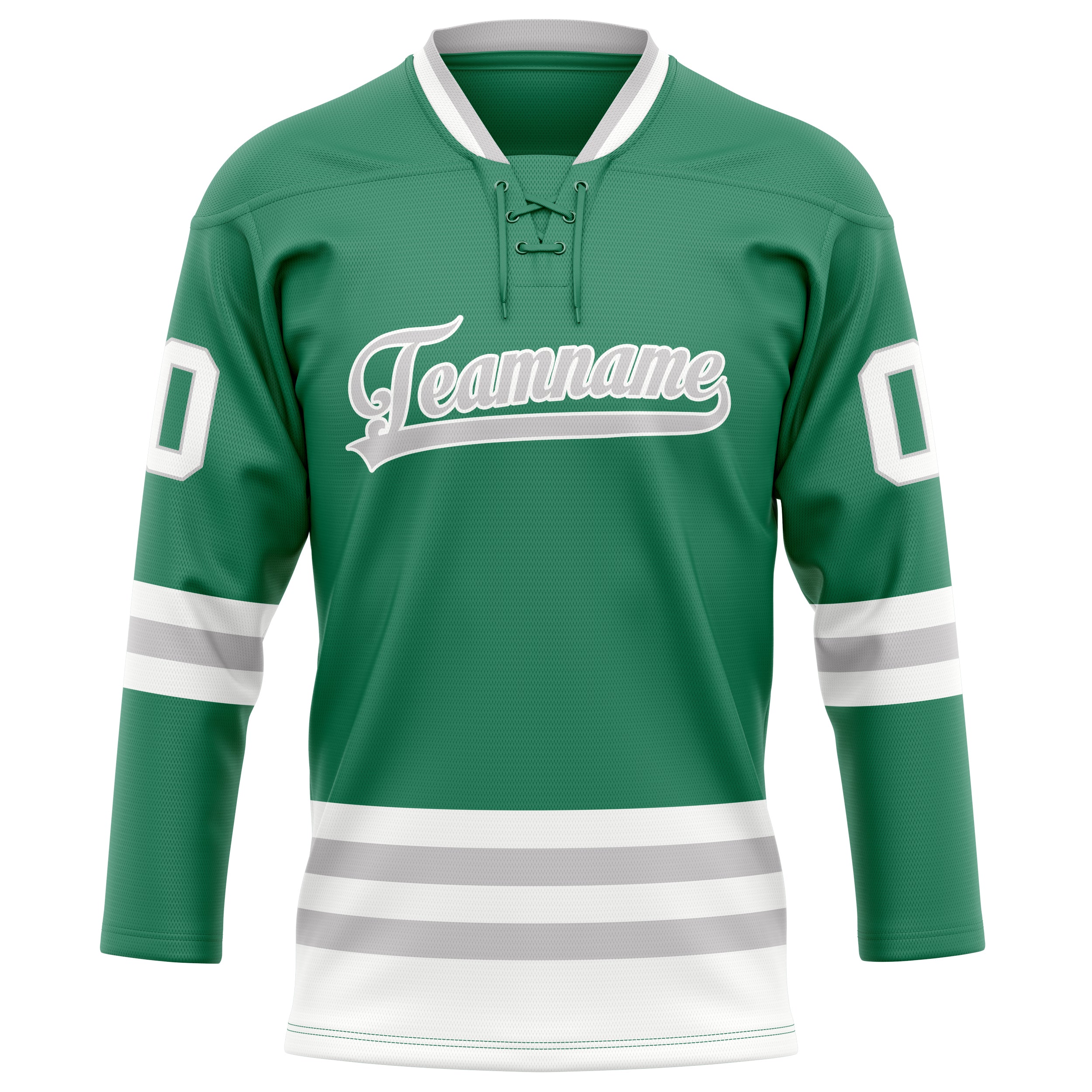 Personalized Green & Gray Solid Colour Hockey Jersey