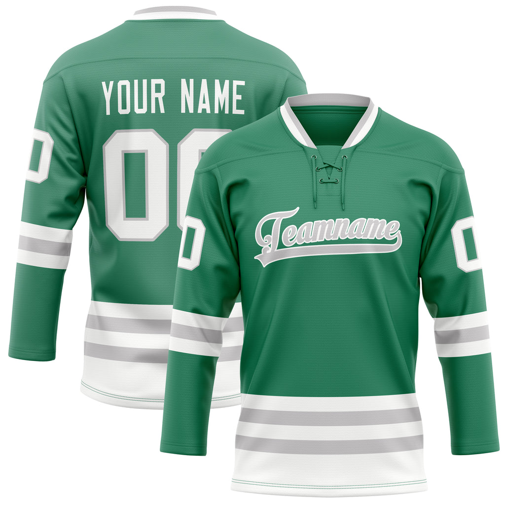 Personalized Green & Gray Solid Colour Hockey Jersey