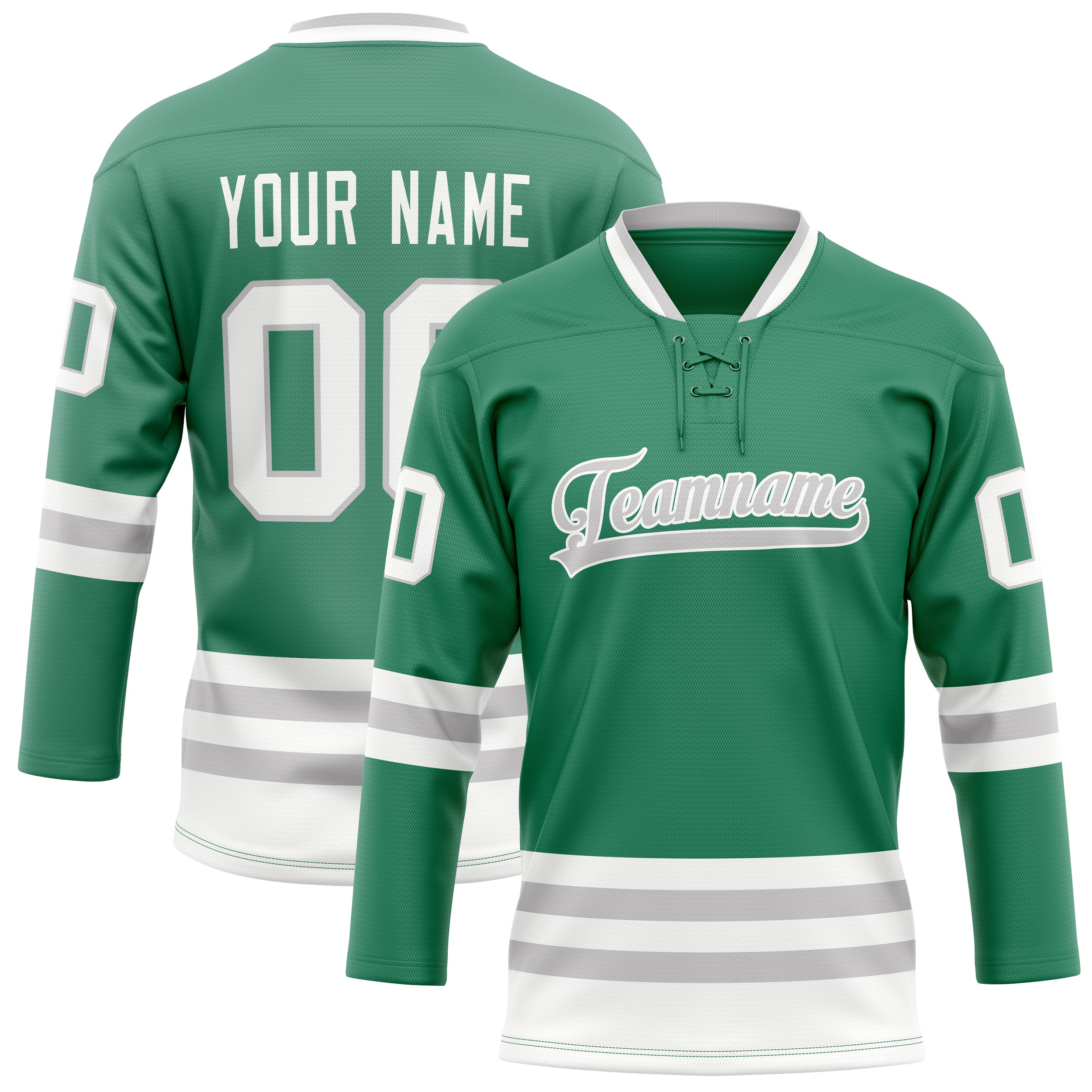 Personalized Green & Gray Solid Colour Hockey Jersey