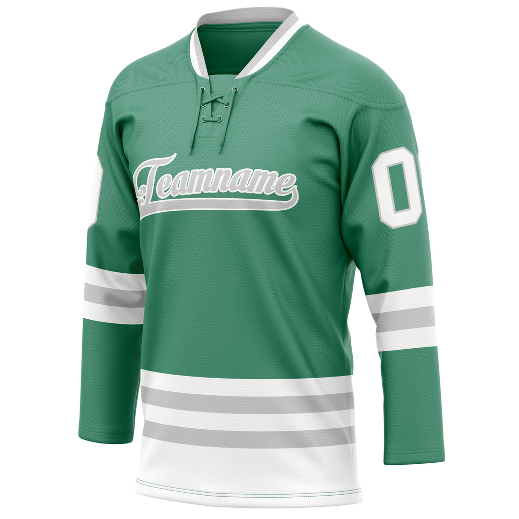 Personalized Green & Gray Solid Colour Hockey Jersey