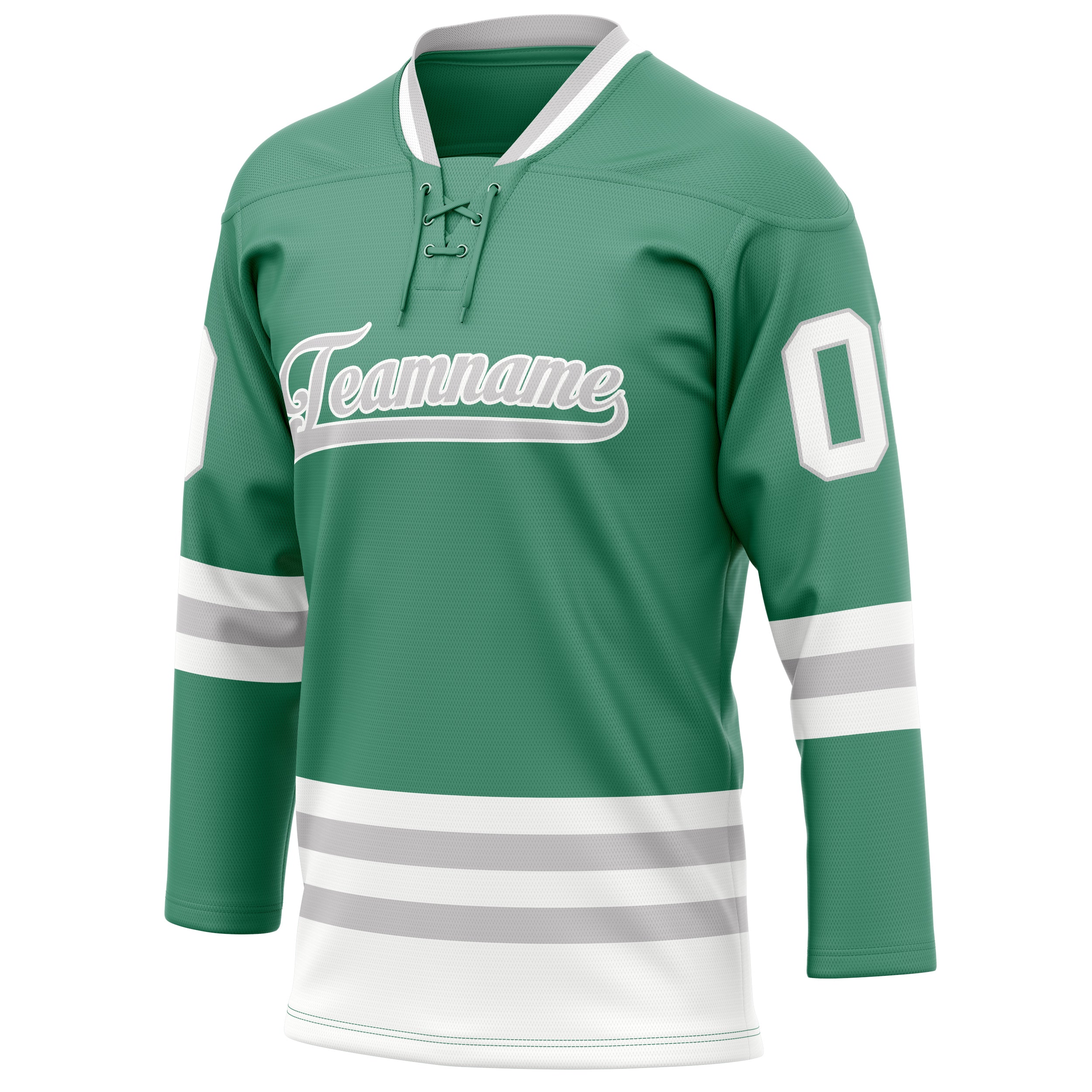 Personalized Green & Gray Solid Colour Hockey Jersey