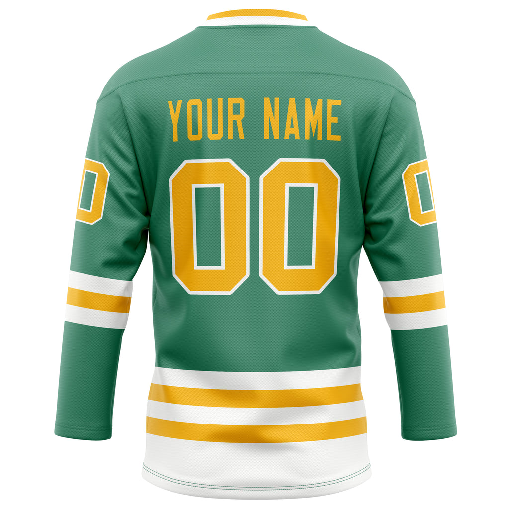 Personalized Green & Gold Solid Colour Hockey Jersey