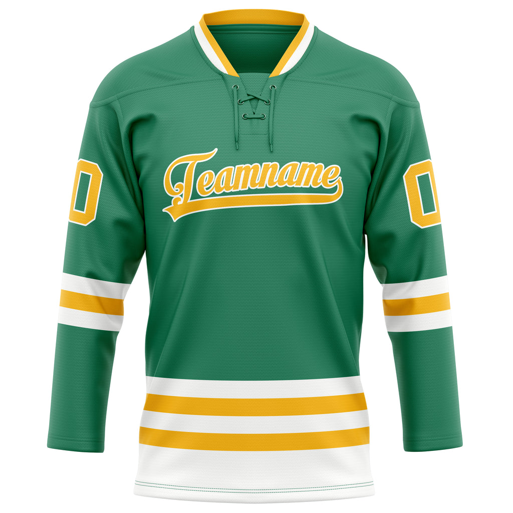 Personalized Green & Gold Solid Colour Hockey Jersey