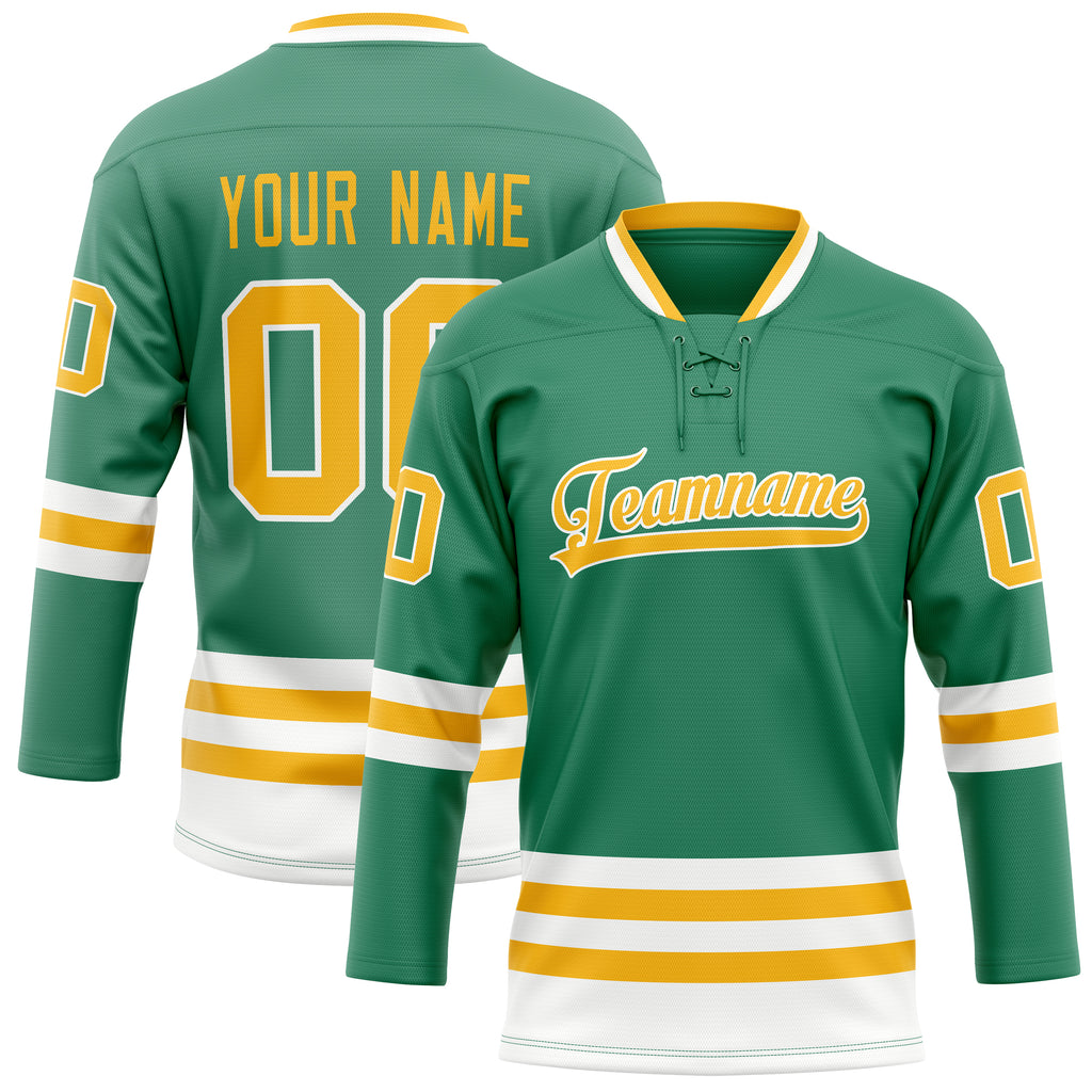 Personalized Green & Gold Solid Colour Hockey Jersey