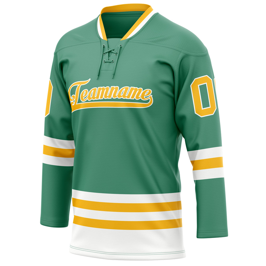 Personalized Green & Gold Solid Colour Hockey Jersey