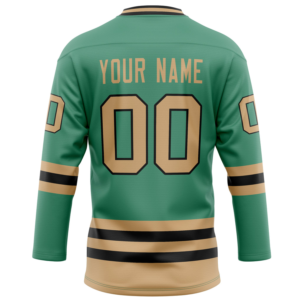 Personalized Green & Old Gold Solid Colour Hockey Jersey