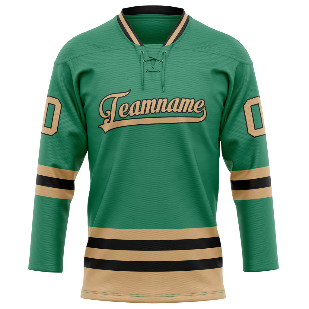 Personalized Green & Old Gold Solid Colour Hockey Jersey