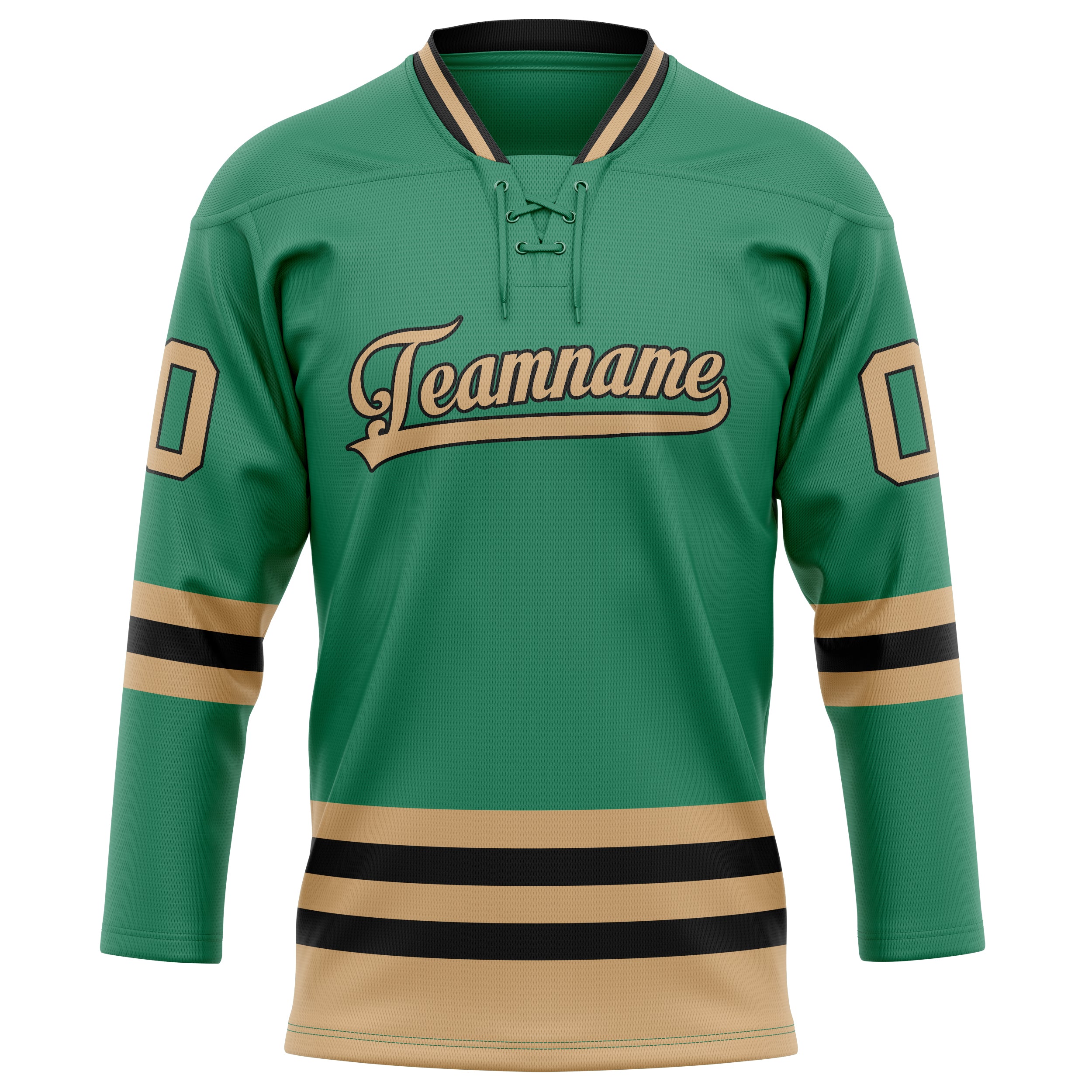 Personalized Green & Old Gold Solid Colour Hockey Jersey