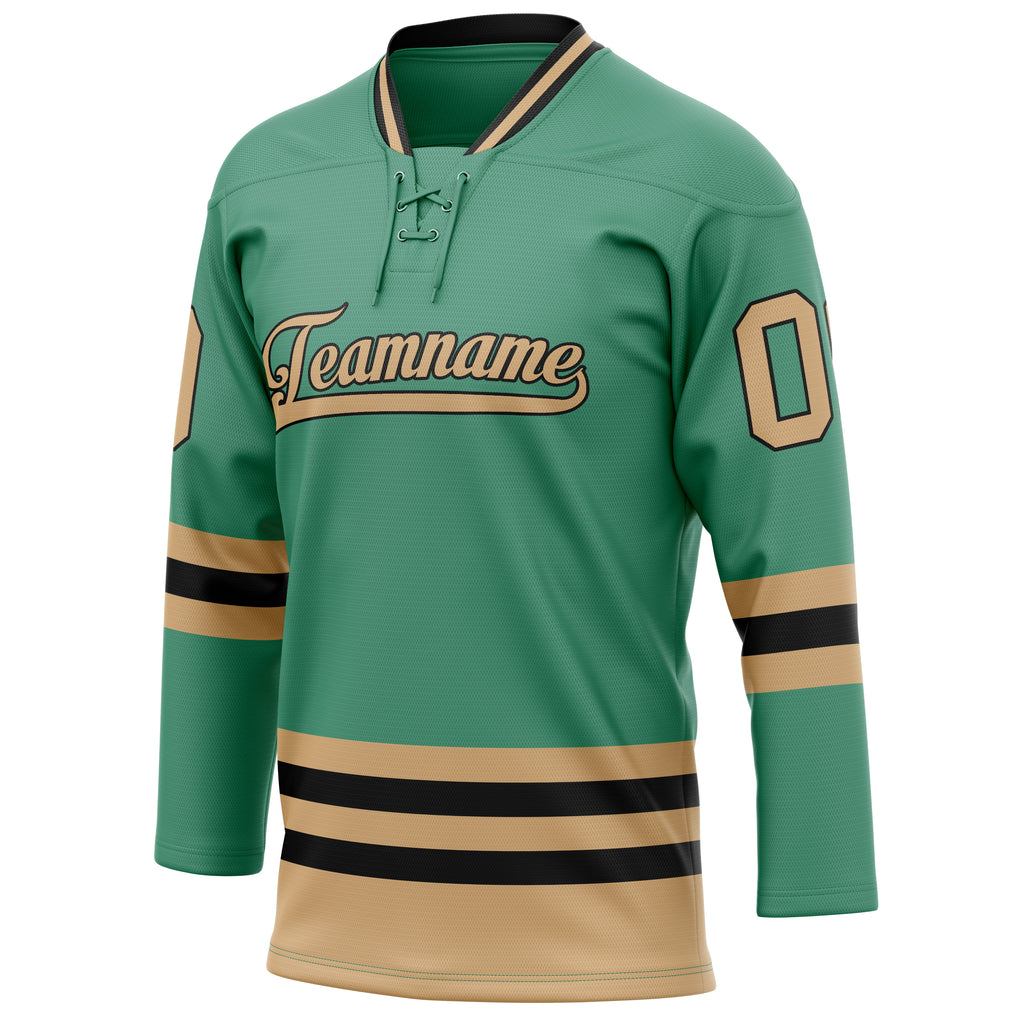 Personalized Green & Old Gold Solid Colour Hockey Jersey