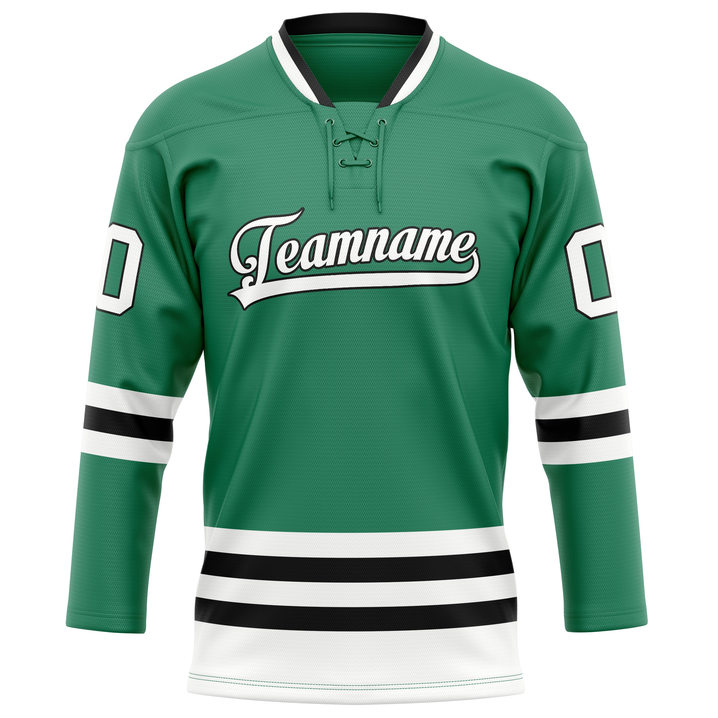 Personalized Green & White Solid Colour Hockey Jersey