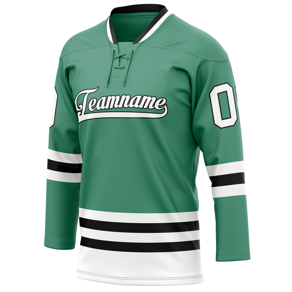 Personalized Green & White Solid Colour Hockey Jersey