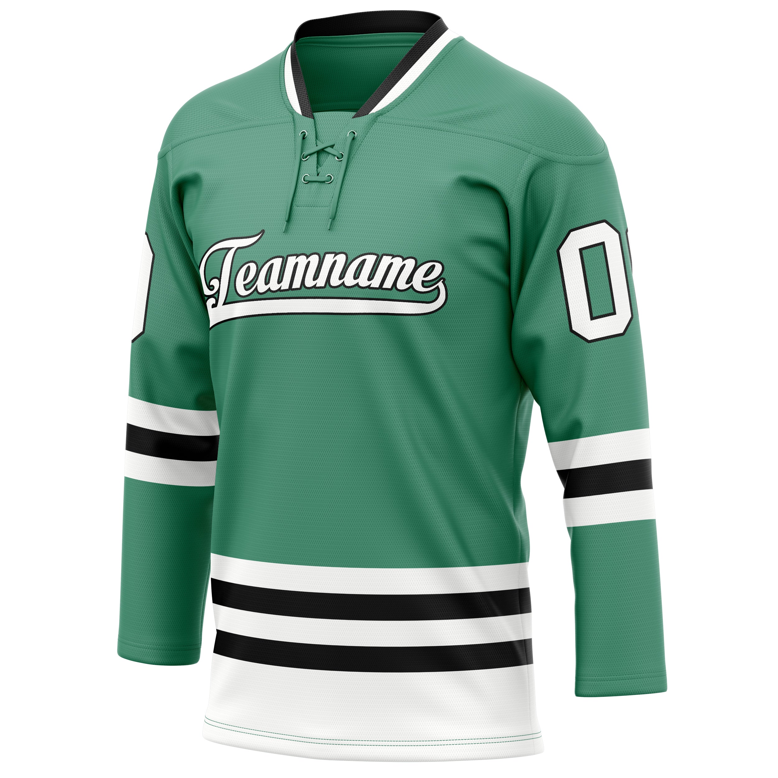 Personalized Green & White Solid Colour Hockey Jersey