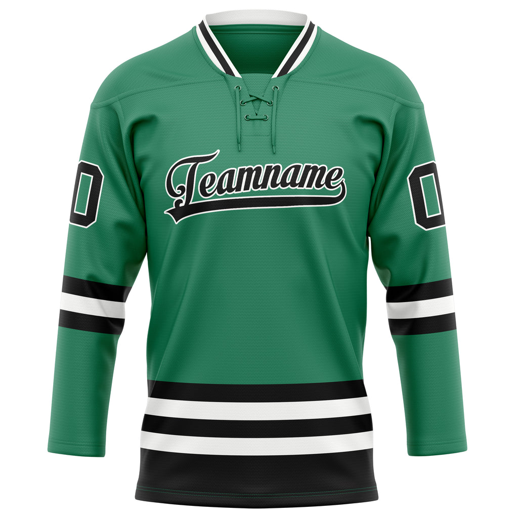 Personalized Green & Black Solid Colour Hockey Jersey
