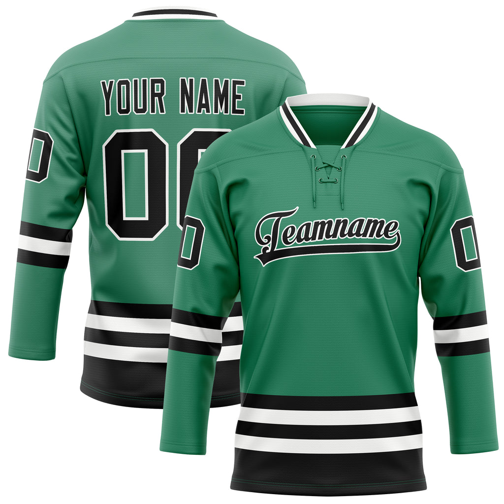 Personalized Green & Black Solid Colour Hockey Jersey