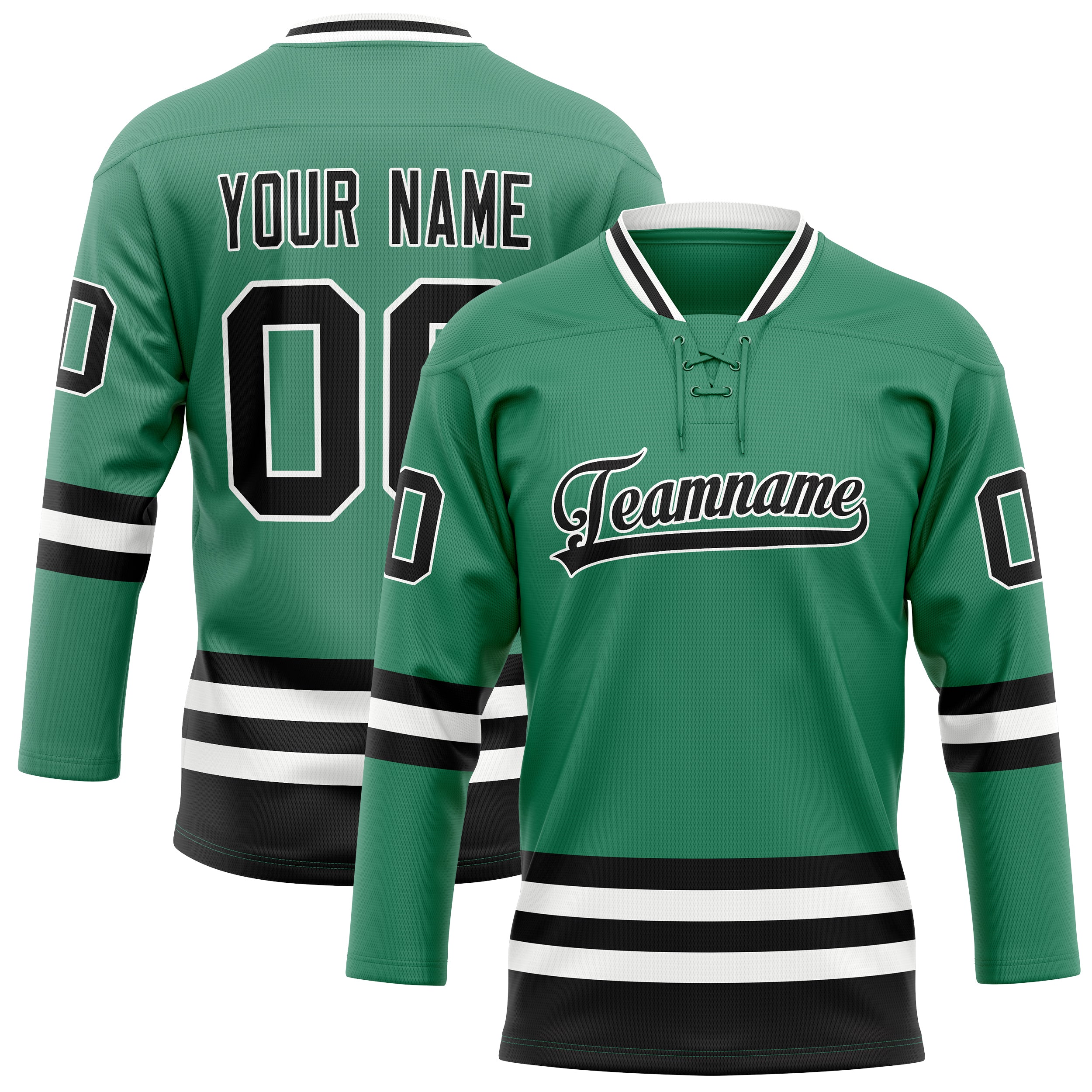 Personalized Green & Black Solid Colour Hockey Jersey