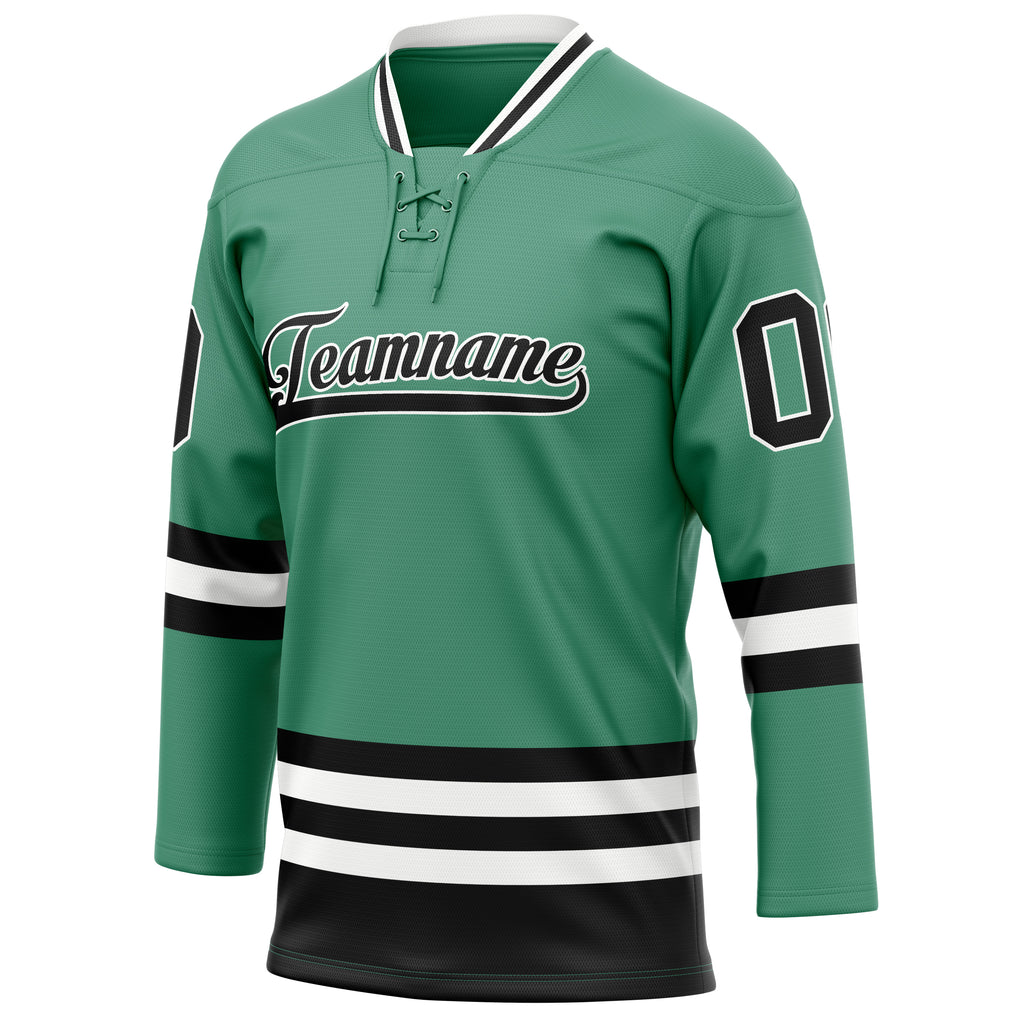 Personalized Green & Black Solid Colour Hockey Jersey