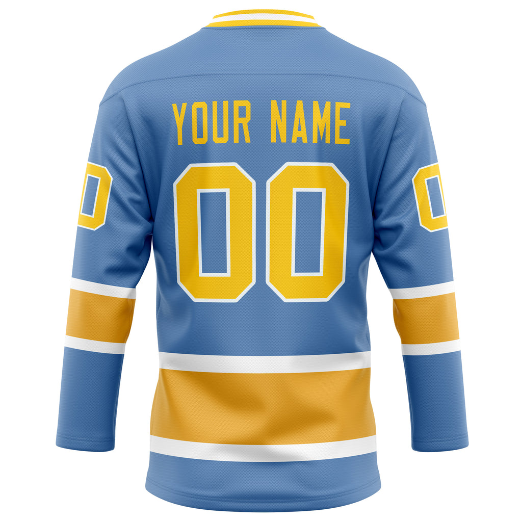 Personalized Light & Blue Gold Solid Colour Hockey Jersey