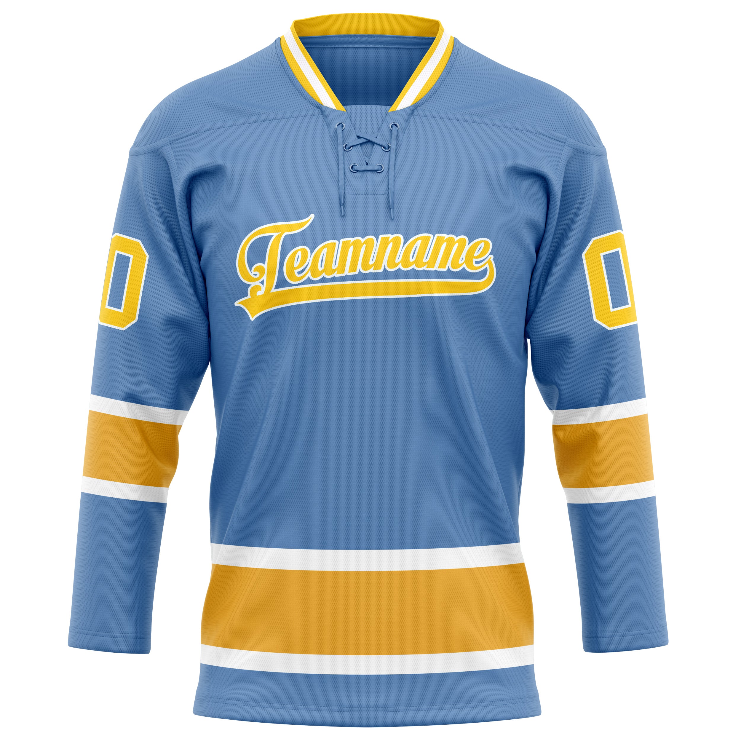 Personalized Light & Blue Gold Solid Colour Hockey Jersey