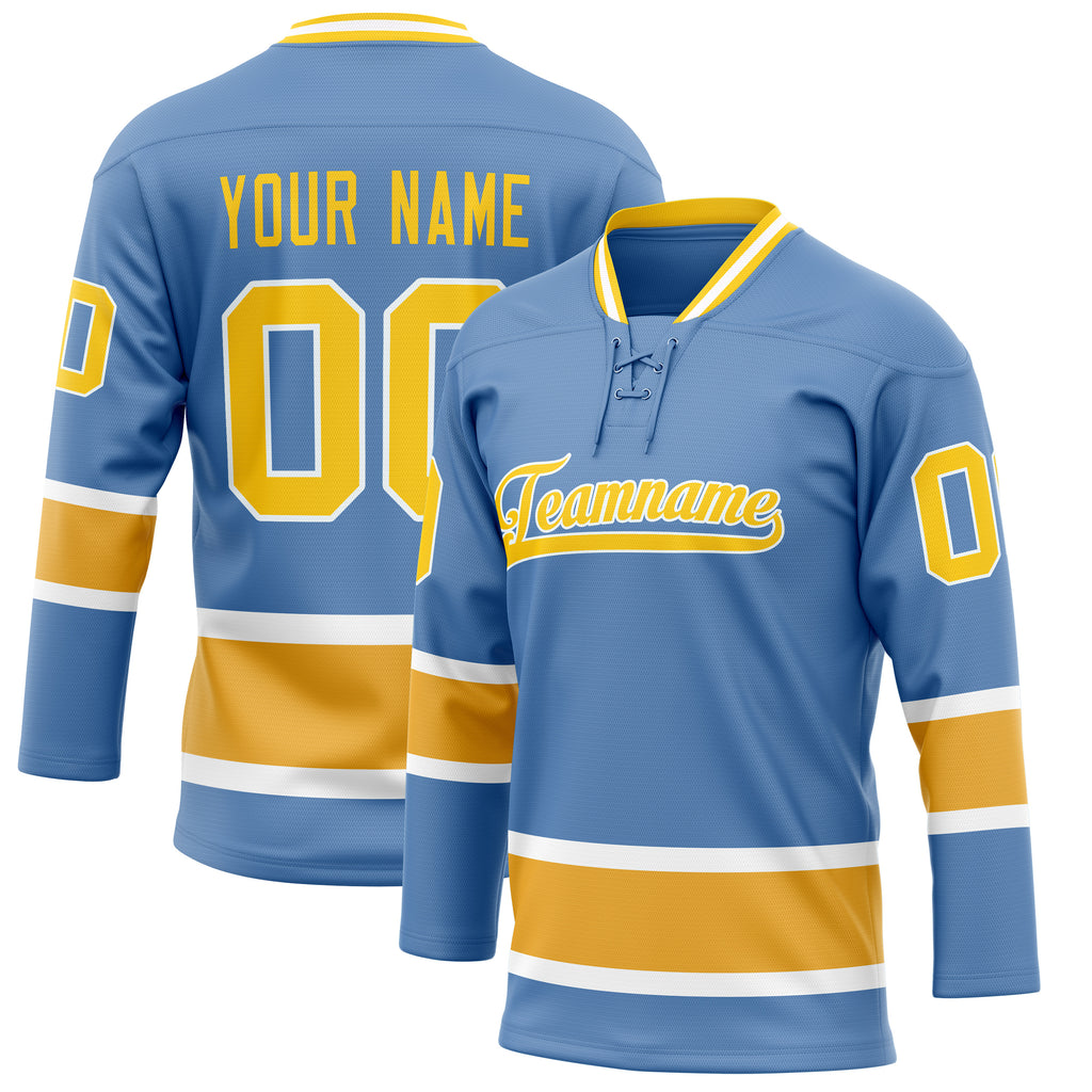 Personalized Light & Blue Gold Solid Colour Hockey Jersey