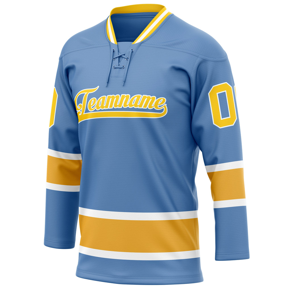 Personalized Light & Blue Gold Solid Colour Hockey Jersey