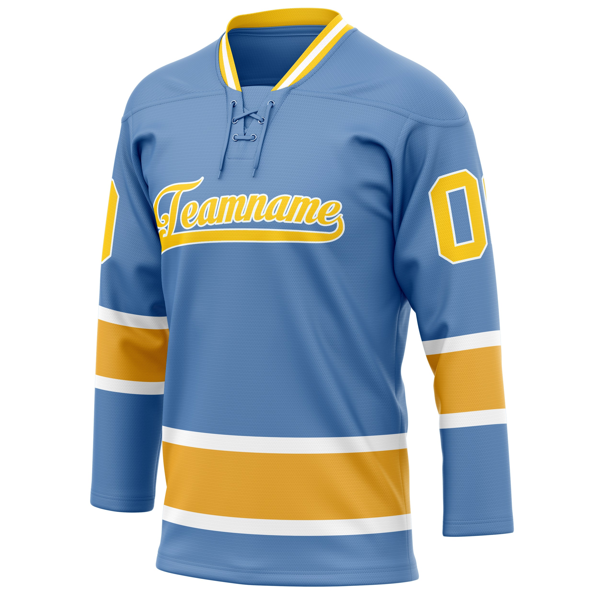 Personalized Light & Blue Gold Solid Colour Hockey Jersey