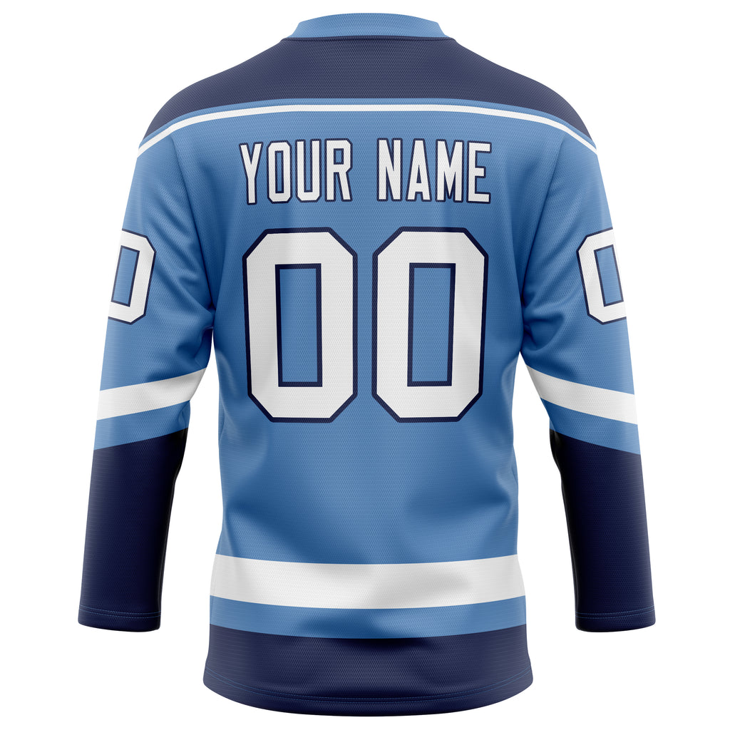 Personalized Light & Blue Navy Solid Colour Hockey Jersey