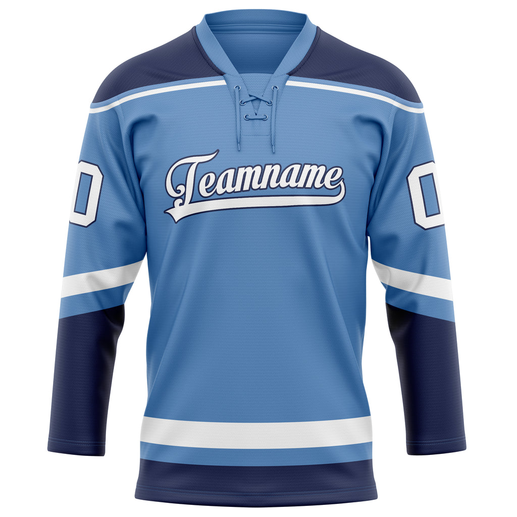 Personalized Light & Blue Navy Solid Colour Hockey Jersey
