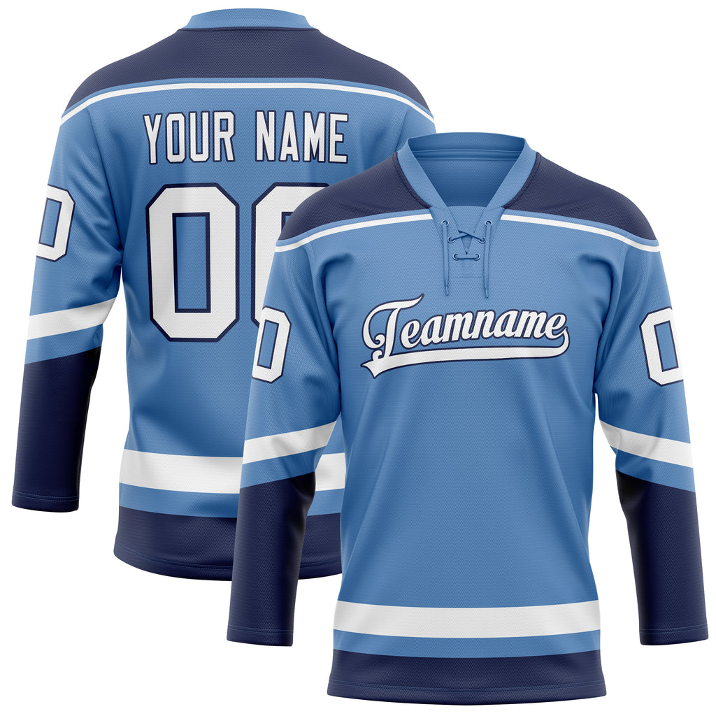 Personalized Light & Blue Navy Solid Colour Hockey Jersey