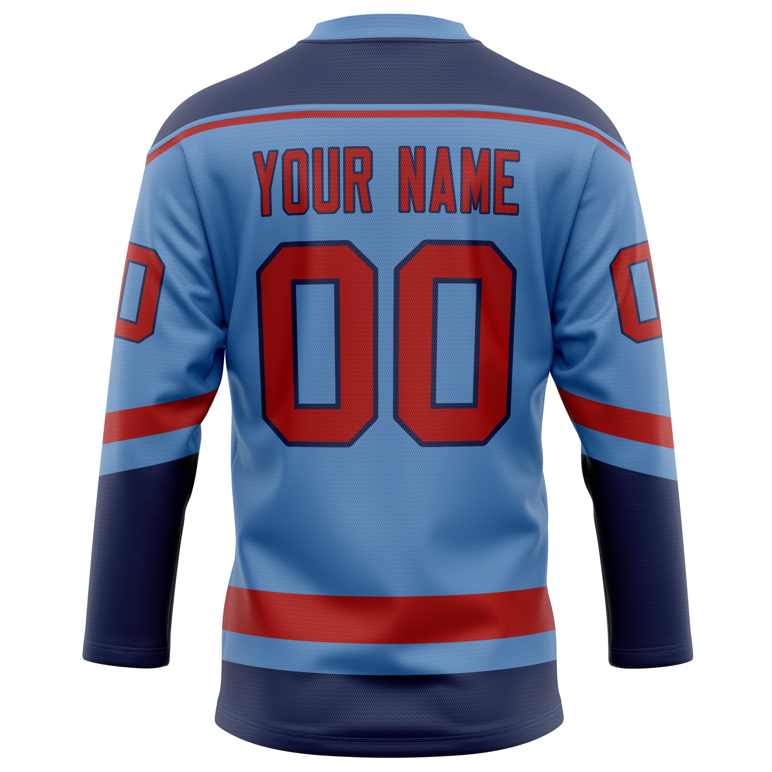 Personalized Light & Blue Red Solid Colour Hockey Jersey