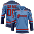 Personalized Light & Blue Red Solid Colour Hockey Jersey