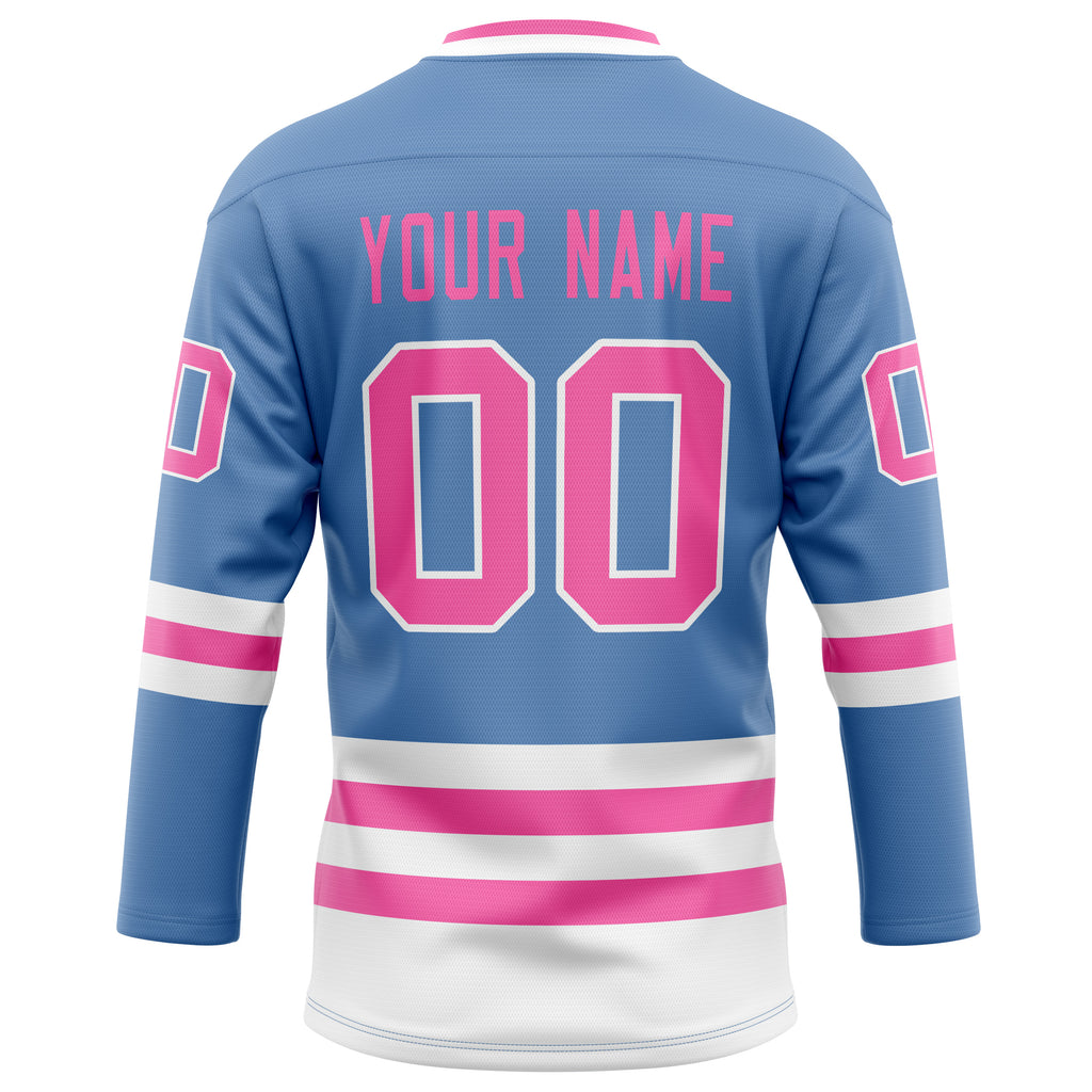Personalized Light & Blue Pink Solid Colour Hockey Jersey