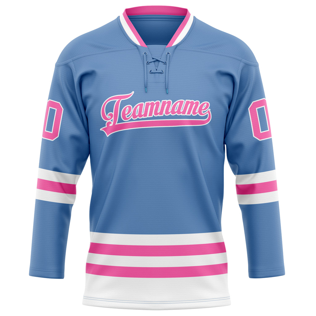 Personalized Light & Blue Pink Solid Colour Hockey Jersey
