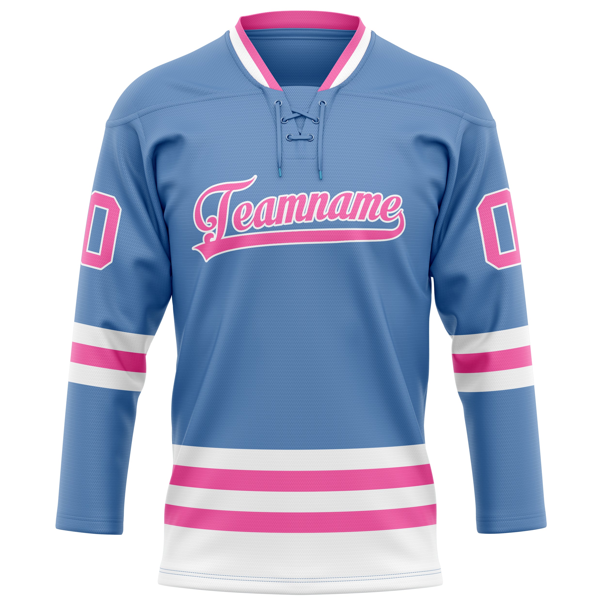 Personalized Light & Blue Pink Solid Colour Hockey Jersey