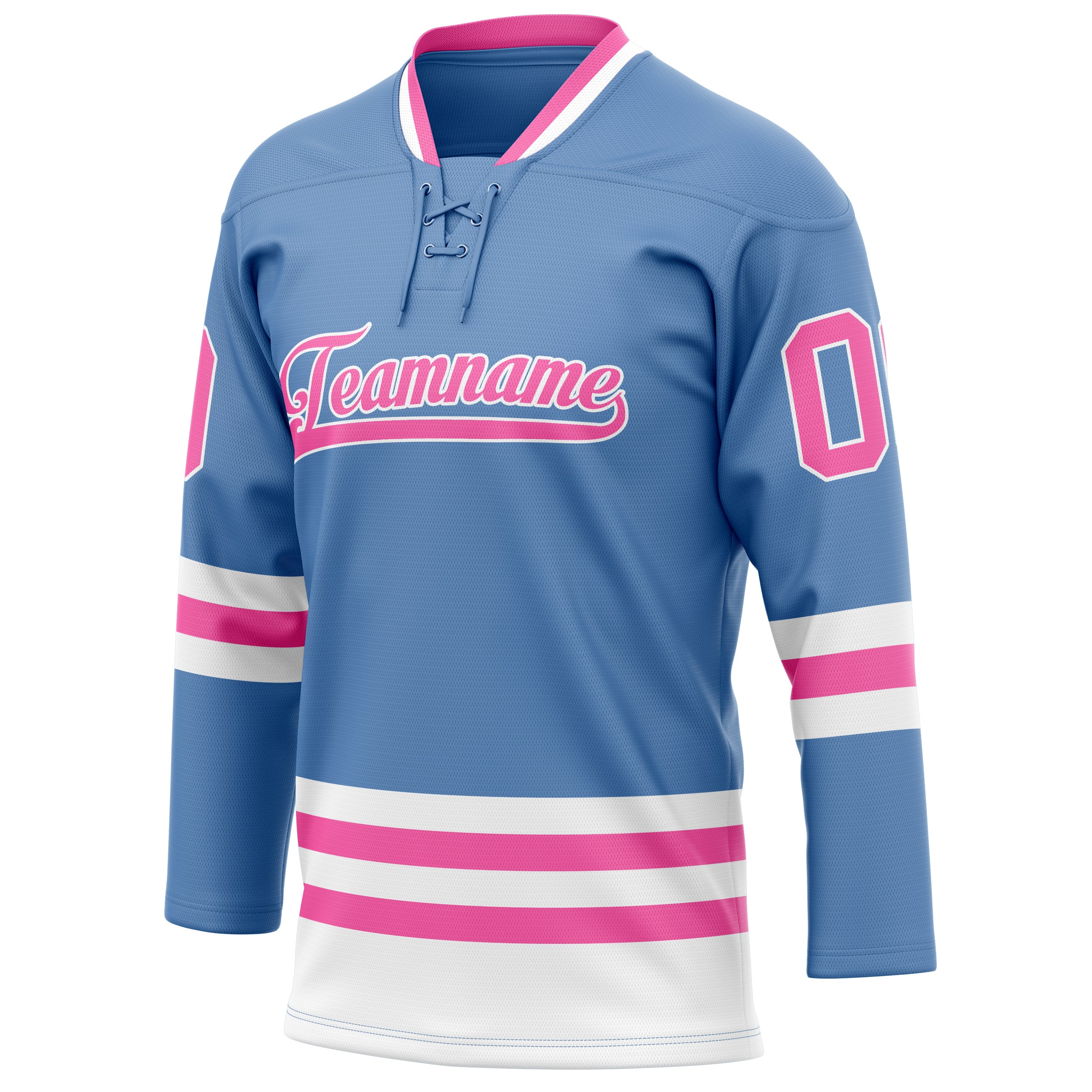 Personalized Light & Blue Pink Solid Colour Hockey Jersey