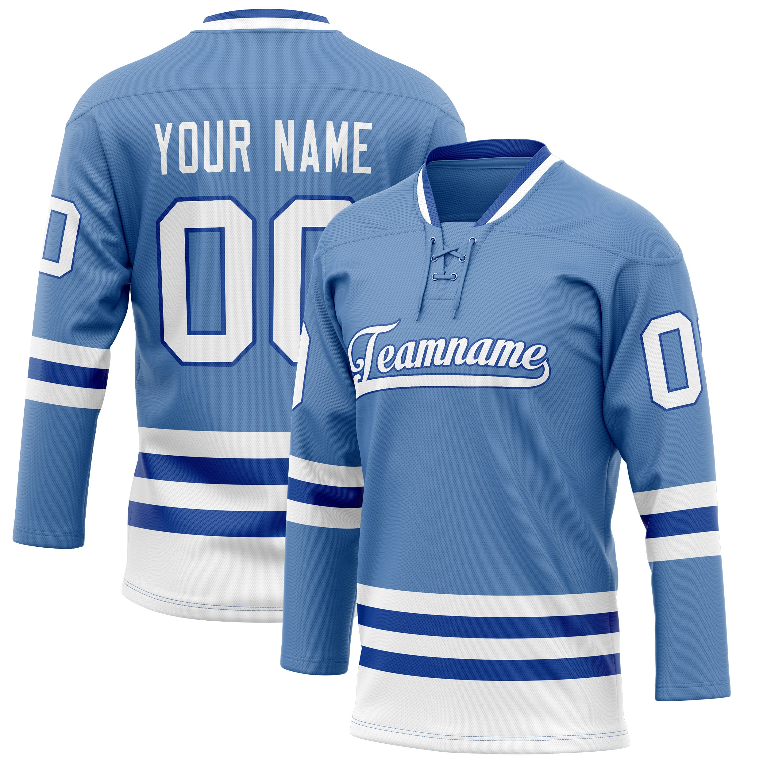 Personalized Light & Blue Royal Solid Colour Hockey Jersey