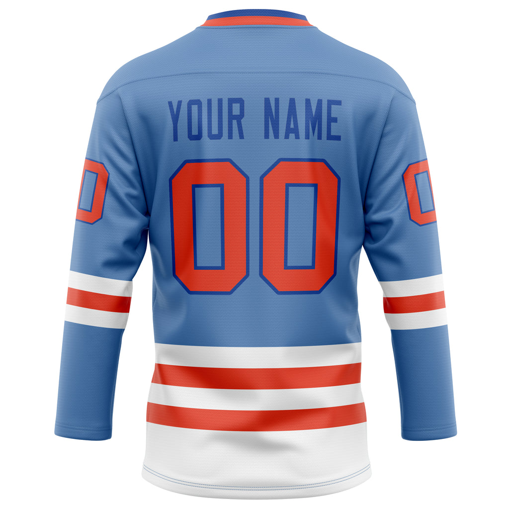 Personalized Light & Blue Red Solid Colour Hockey Jersey