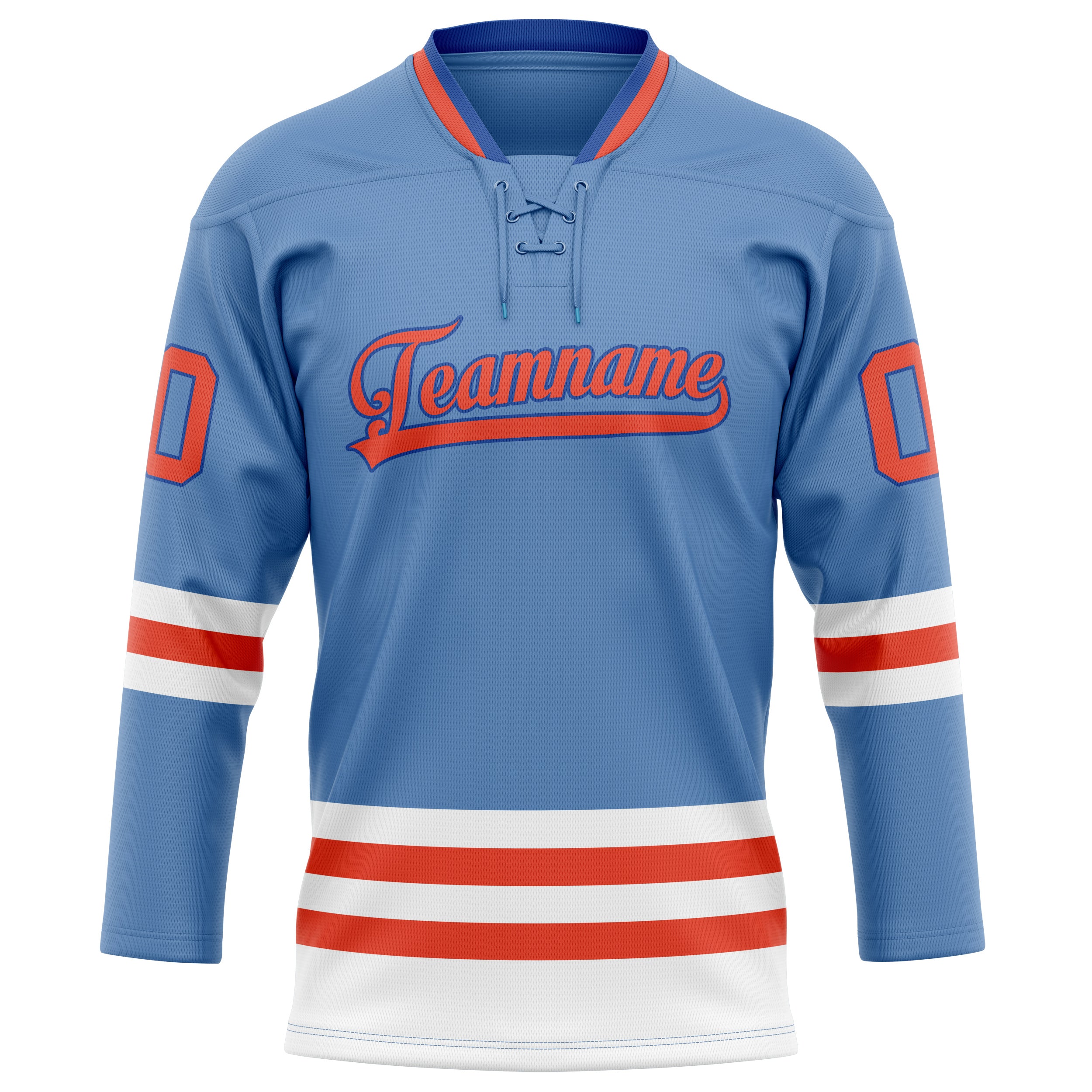 Personalized Light & Blue Red Solid Colour Hockey Jersey