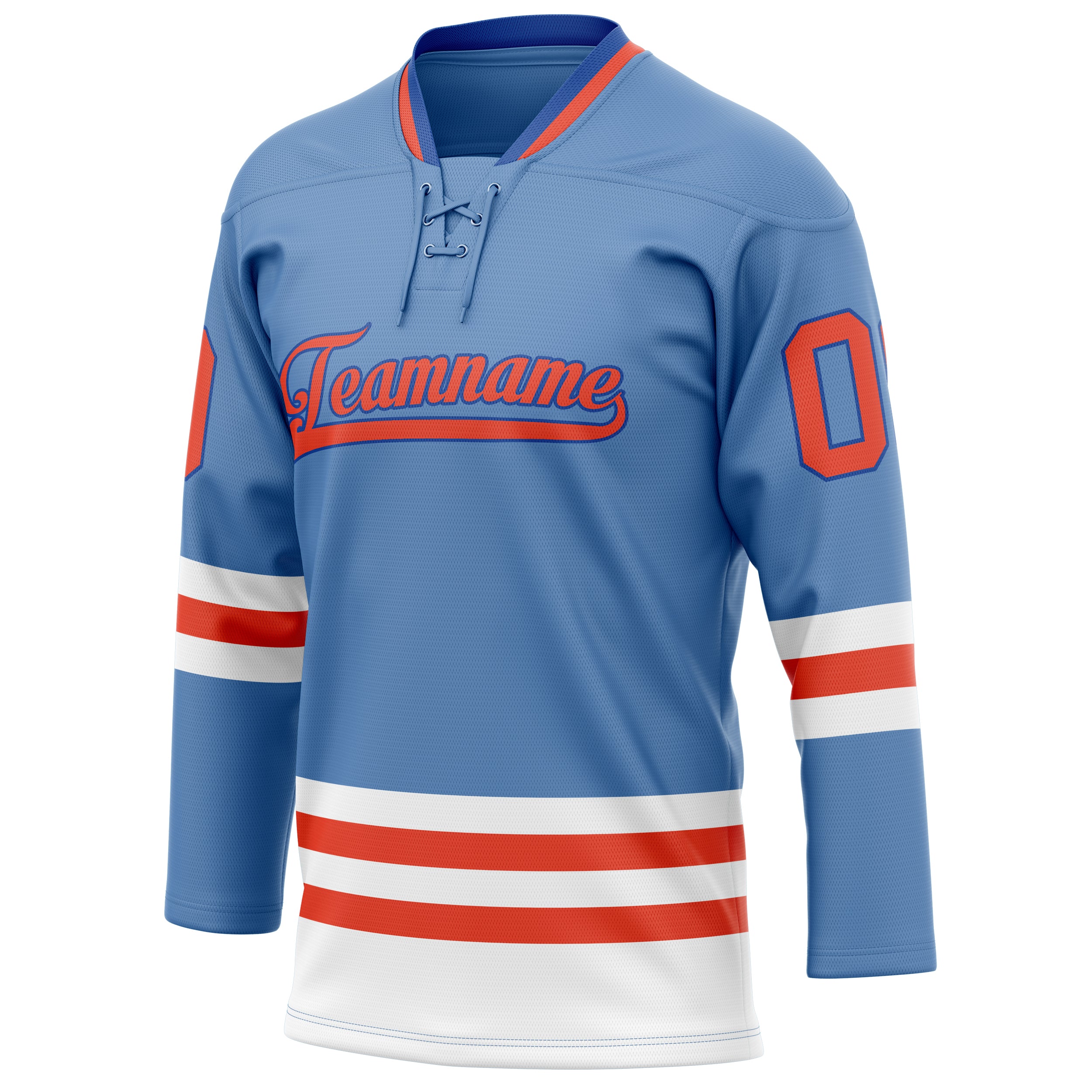 Personalized Light & Blue Red Solid Colour Hockey Jersey