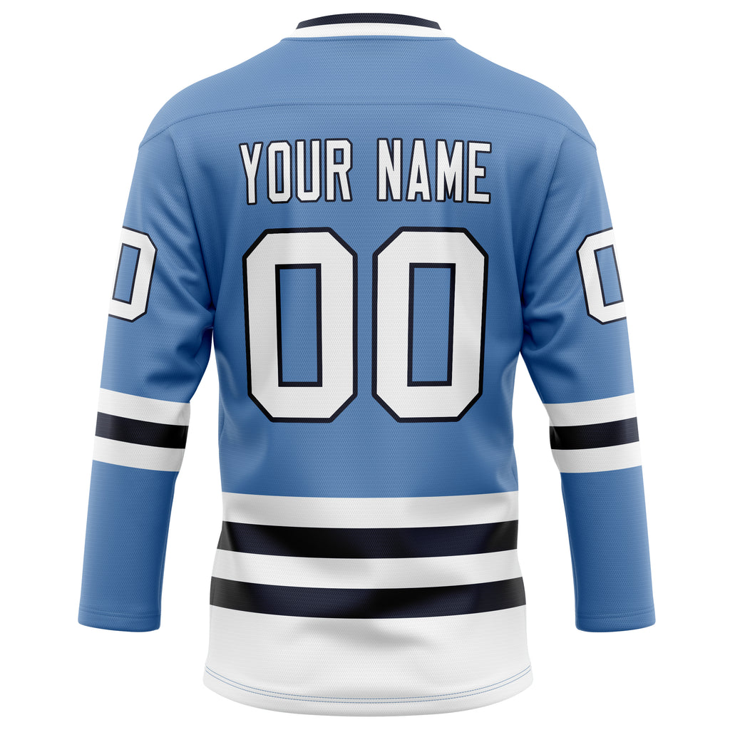 Personalized Light & Blue Black Solid Colour Hockey Jersey
