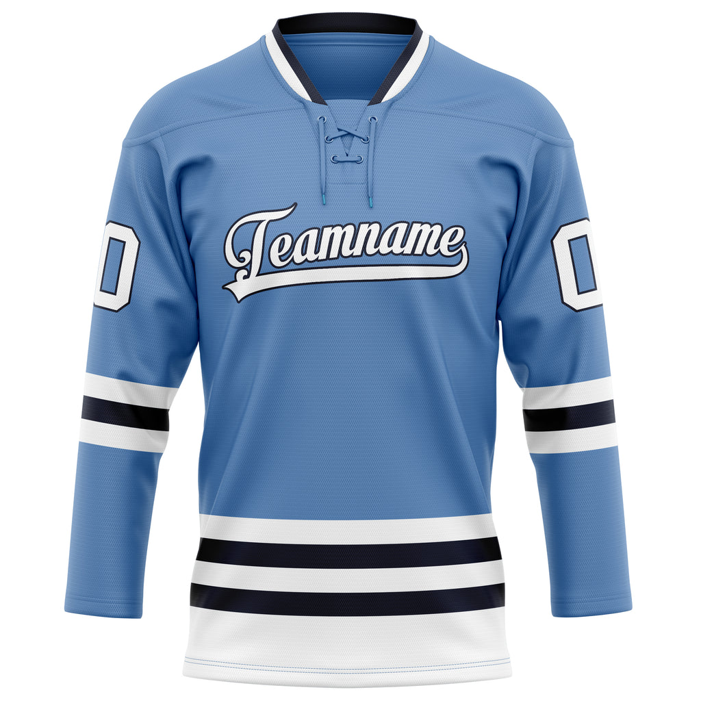 Personalized Light & Blue Black Solid Colour Hockey Jersey