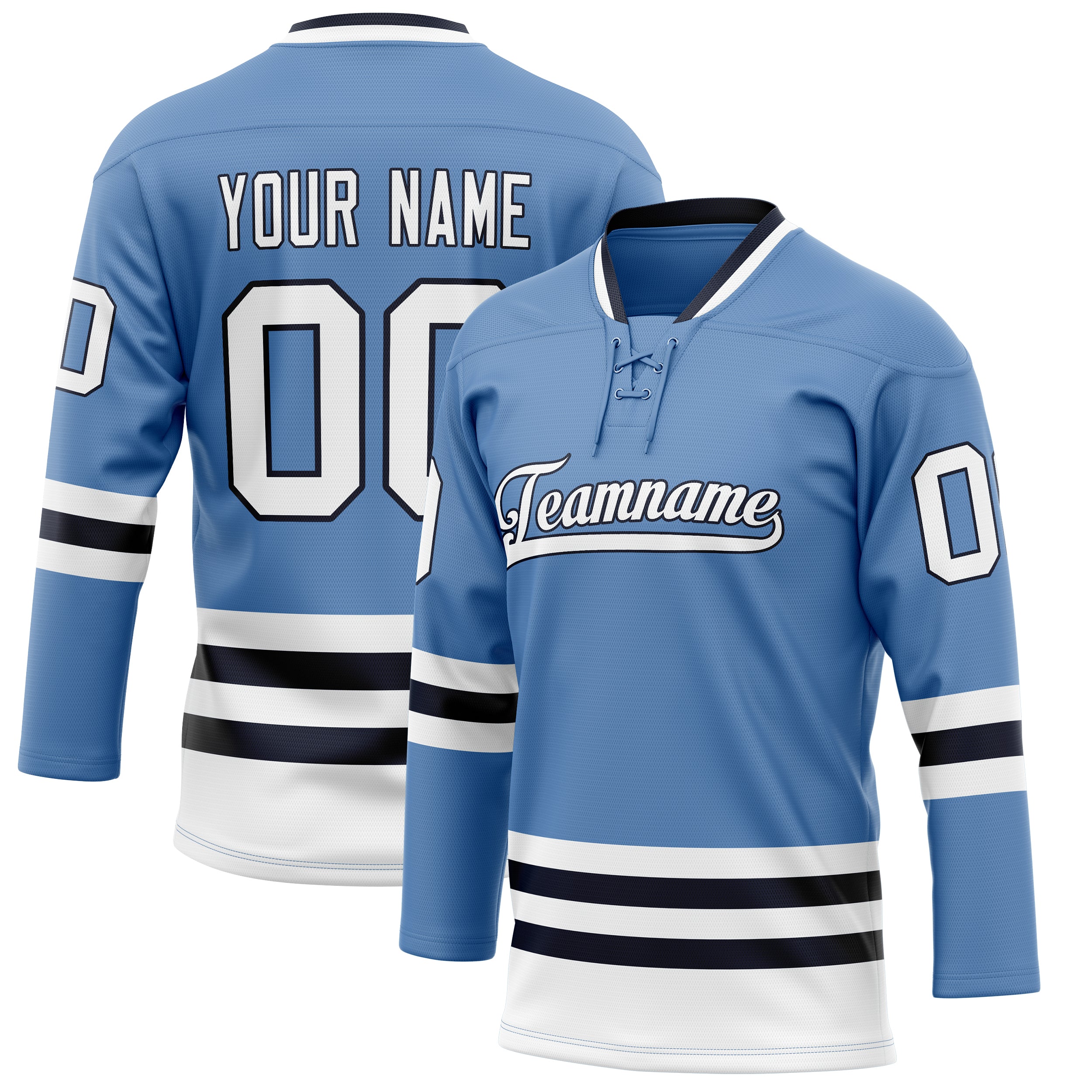 Personalized Light & Blue Black Solid Colour Hockey Jersey