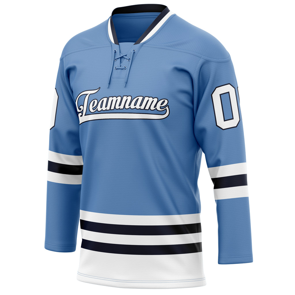 Personalized Light & Blue Black Solid Colour Hockey Jersey