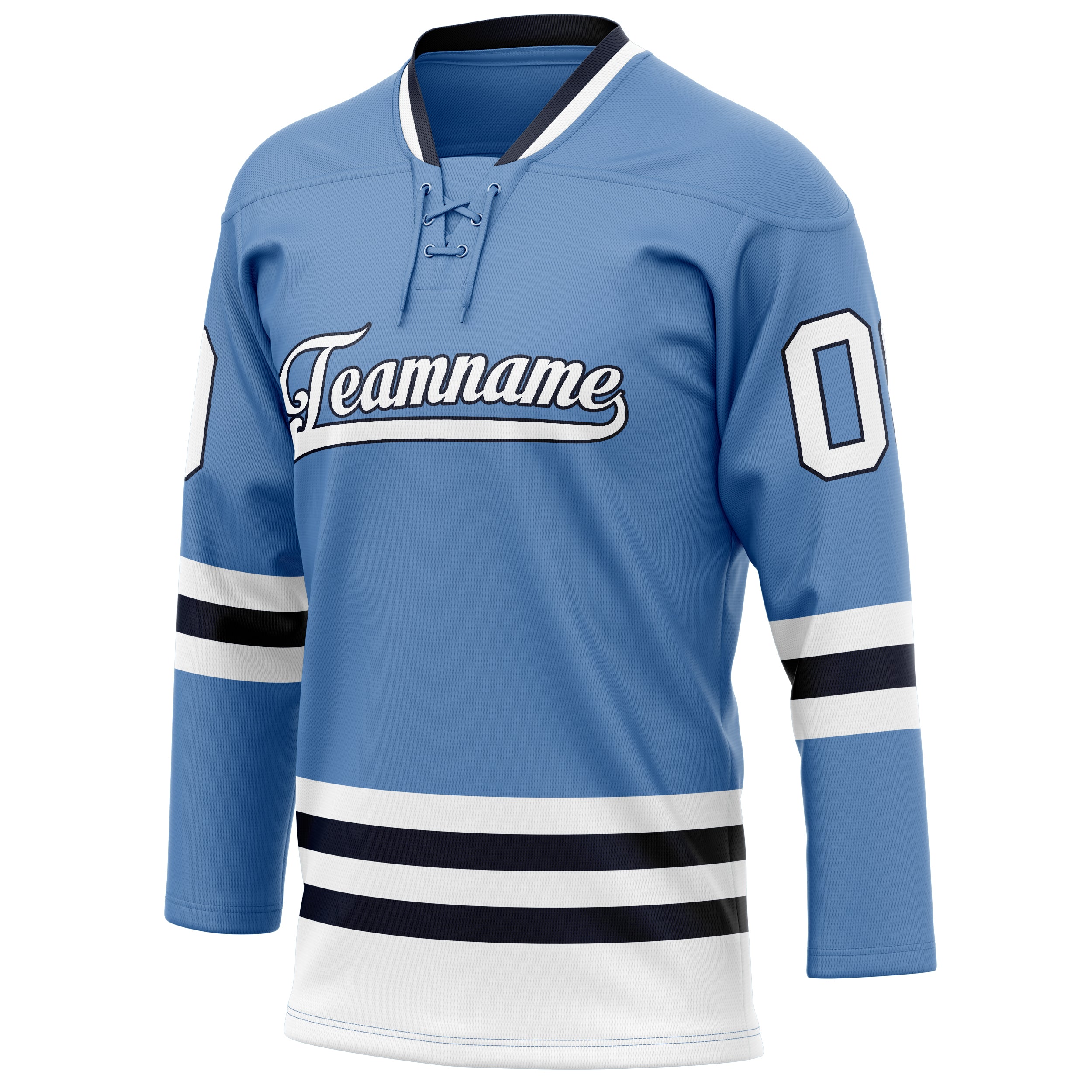 Personalized Light & Blue Black Solid Colour Hockey Jersey