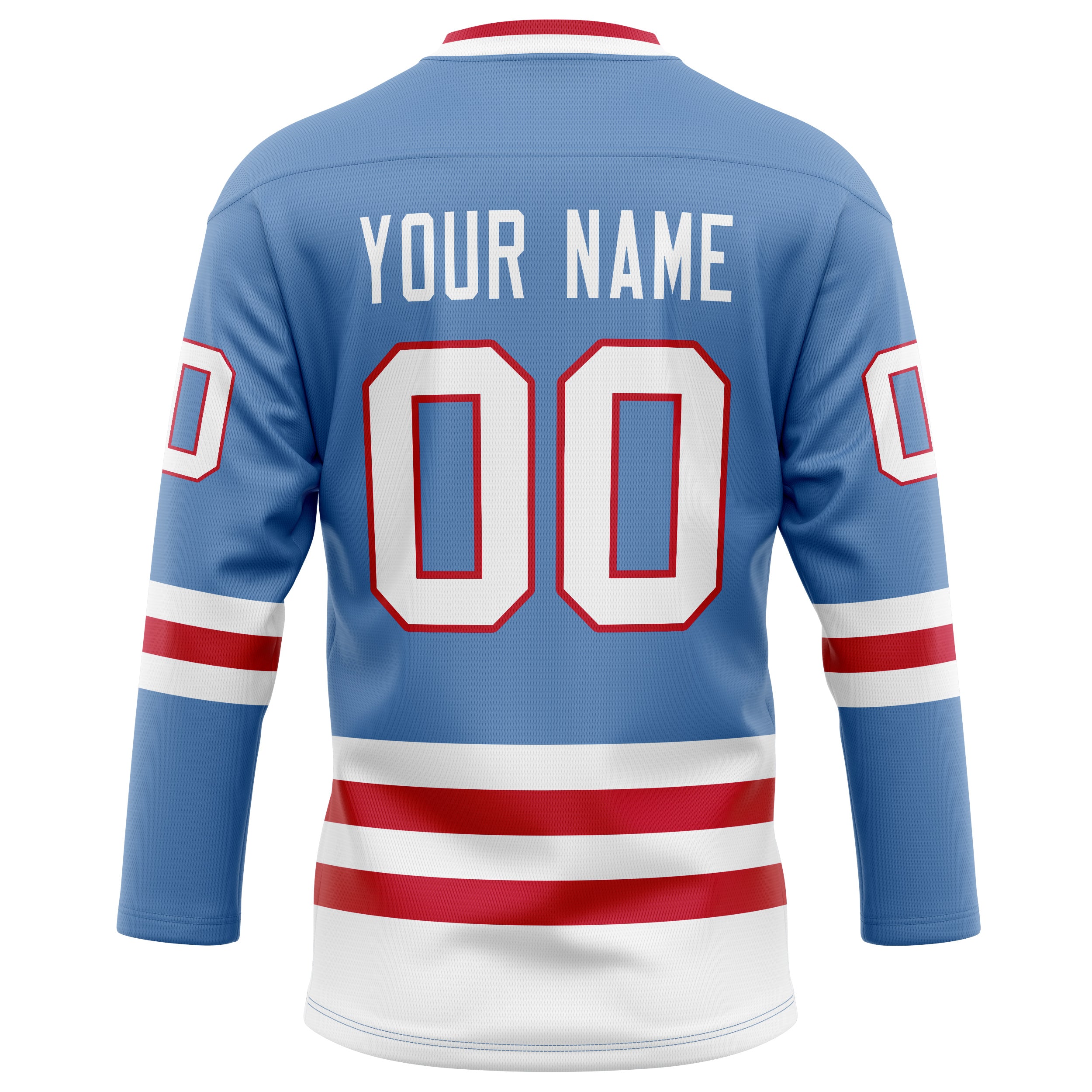 Personalized Light & Blue Red Solid Colour Hockey Jersey